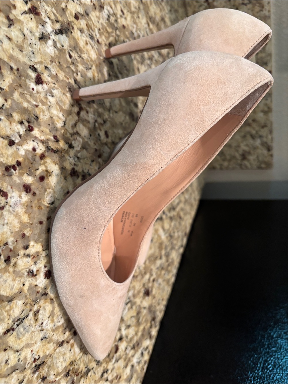 Coach Blush Suede Pointed-Toe Stiletto Pumps, new with flaw
